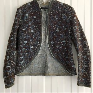 Anne Klein bolero denim embroidered jacket SIZE 4P